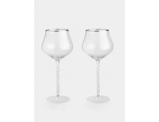 Бокал для вина, 580 мл, 2 шт, стекло, с серебристым кантом, Rhapsody
