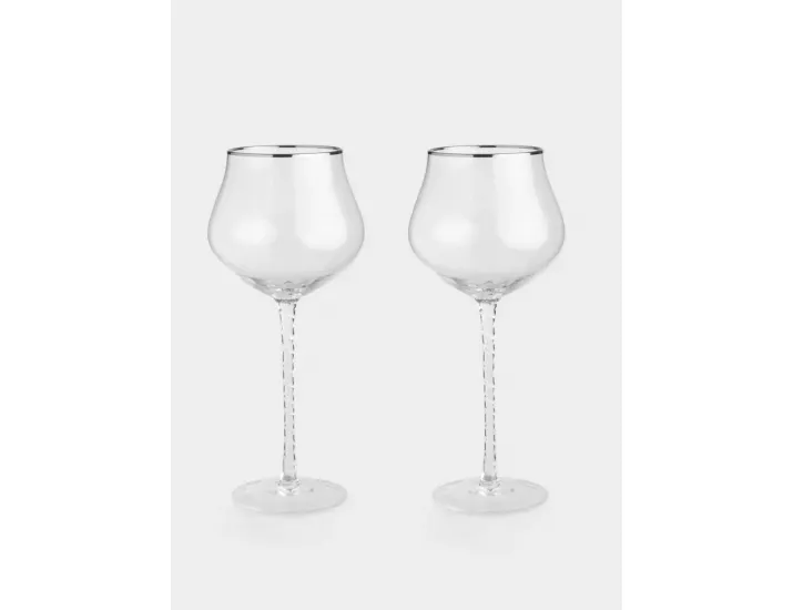 Бокал для вина 580 мл 2 шт с серебристым кантом Anna Lafarg Rhapsody