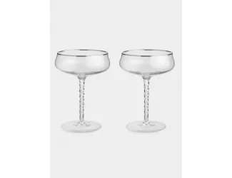 Бокал-креманка для шампанского, 250 мл, 2 шт, стекло, с серебристым кантом, Rhapsody