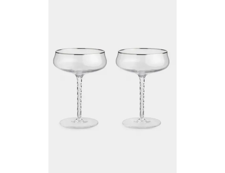 Бокал-креманка для шампанского 250 мл 2 шт с серебристым кантом Anna Lafarg Rhapsody