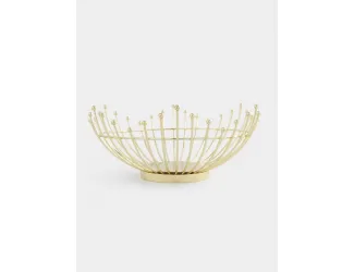 Корзина для фруктов, 27 см, металл, золотистая, Бусины, Spin