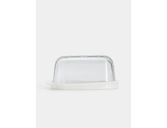 Масленка, 14 см, стекло/пластик, прямоугольная, белая, Basic