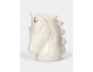 Емкость для соли или перца, 8 см, фарфор P, бело-серебристая, Конь, Horse