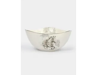 Салатник, 21х11 см, 1,8 л, фарфор N, белый, с серебристым кантом, Конь, White horse