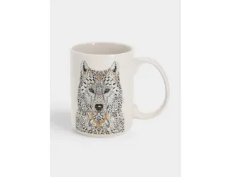Кружка, 500 мл, фарфор N, белая, Волк, Wild