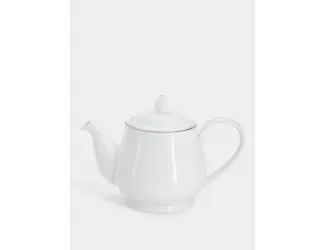 Чайник заварочный, 1 л, фарфор P, белый, с серебристым кантом, White Platinum