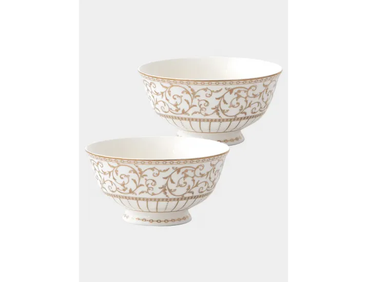 Пиала 11х6 см 2 шт белая с золотистым орнаментом Pozzi Milano Golden