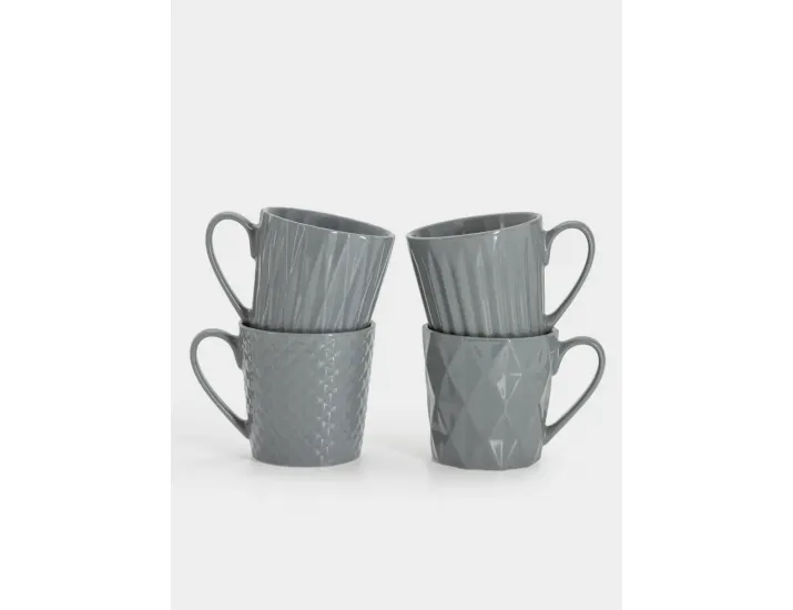Набор кружек 4 предмета 380 мл серые геометрия Maxwell & Williams Nova