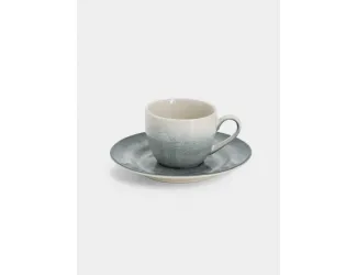 Пара кофейная, 1 перс, 2 пр, 90 мл, керамика, серо-голубая, Vulcano