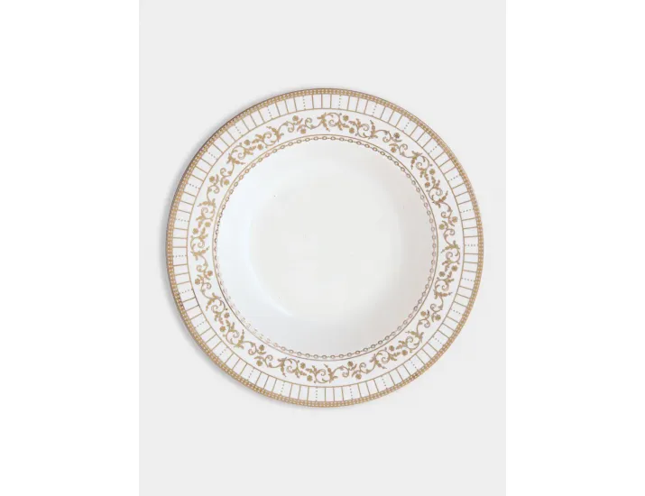 Тарелка суповая 21,5 см белая с золотистым орнаментом Pozzi Milano Golden