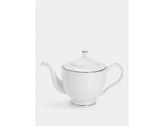 Чайник заварочный, 1,1 л, фарфор F, белый, с серебристым кантом, Lotus silver