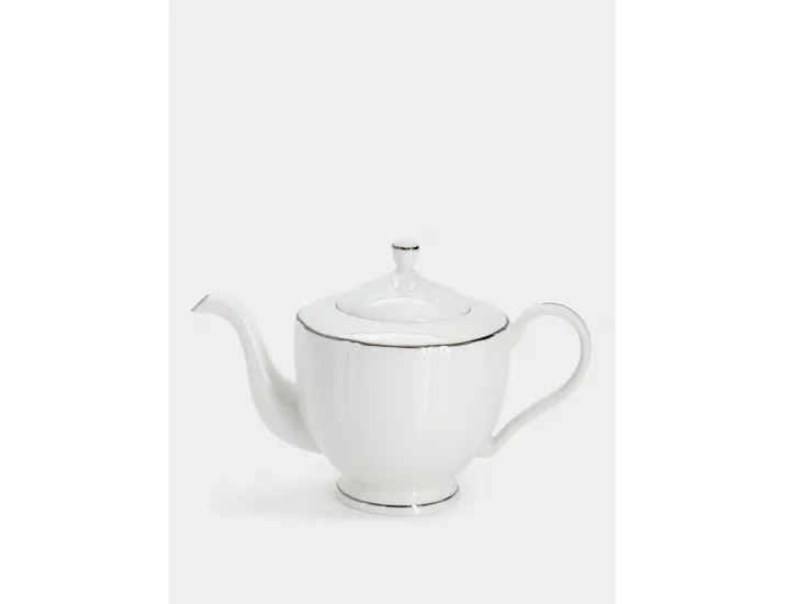 Чайник заварочный 1,1 л белый с серебристым кантом Anna Lafarg Lotus silver