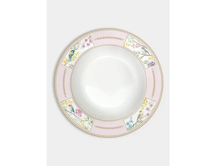 Тарелка суповая 21,5 см белая Цветы и птицы Easy Life Пение птиц