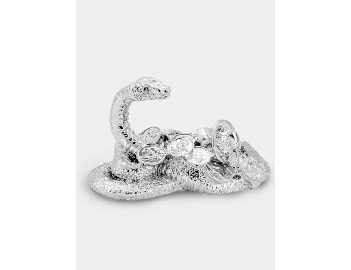 Статуэтка 6 см серебристая Гамма Змея с монетами