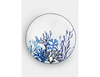 Блюдо, 36 см, керамика К, белое, круглое, Синие кораллы, Blue Coral