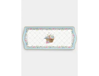 Блюдо, 35х15 см, фарфор P, белое, Корзина с цветами, прямоугольное, Spring Bloom