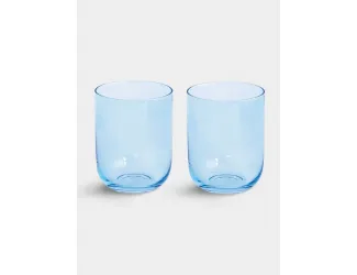 Набор стаканов для воды, 2 пр, 390 мл, стекло, голубые, Rainbow