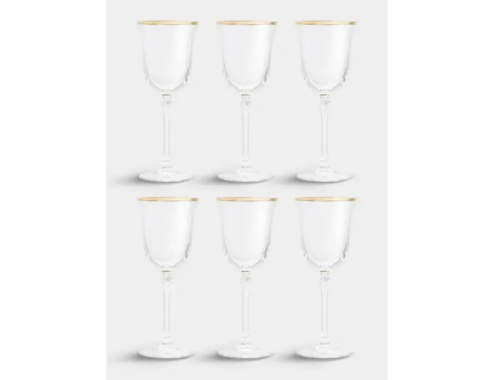 Набор бокалов для вина 6 предметов 225 мл с золотистым кантом Le Stelle Gemma