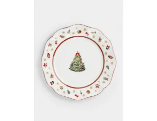 Тарелка обеденная, 27 см, фарфор N, белая, Елка, Miracle