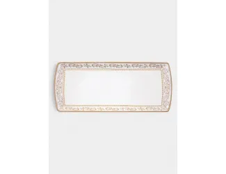 Блюдо, 35х15 см, фарфор N, белое, прямоугольное, с золотистым орнаментом, Golden