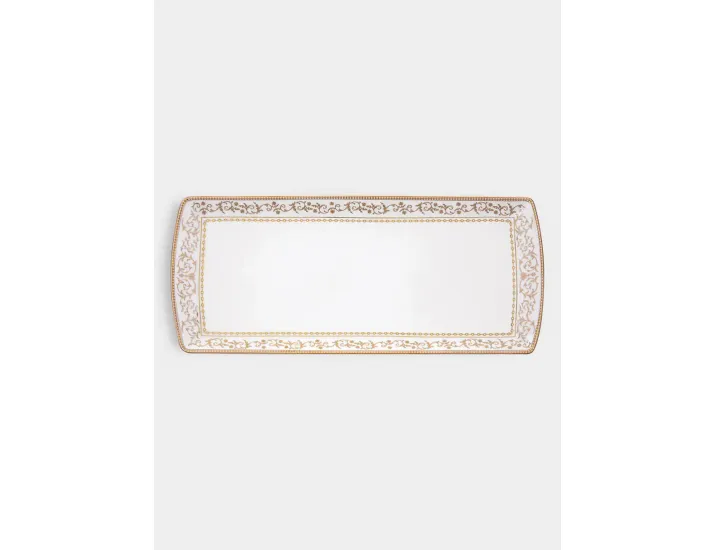 Блюдо 35х15 см белое прямоугольное с золотистым орнаментом Pozzi Milano Golden