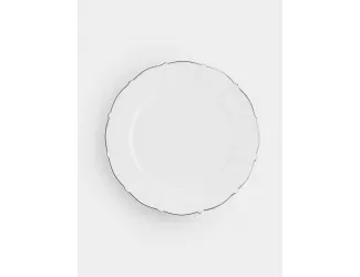 Тарелка закусочная 21,5 см белая с серебристым кантом Anna Lafarg Lotus silver