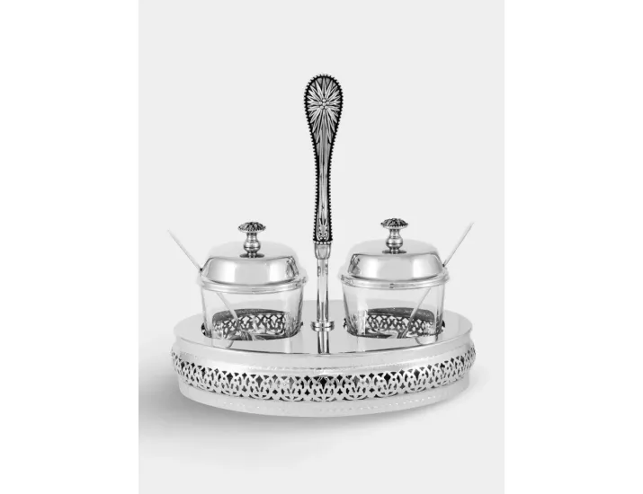 Вазочка для джема 21x14 см 2 шт с ложкой на подставке Anna Lafarg Brittany