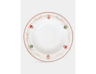 Тарелка суповая, 21,5 см, фарфор P, белая, Новогодние шары, Christmas Eve