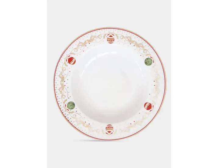 Тарелка суповая 21,5 см белая Новогодние шары Easy Life Christmas Eve