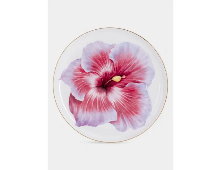 Тарелка 19 см белая с золотистым кантом Гибискус Anna Lafarg Flowers