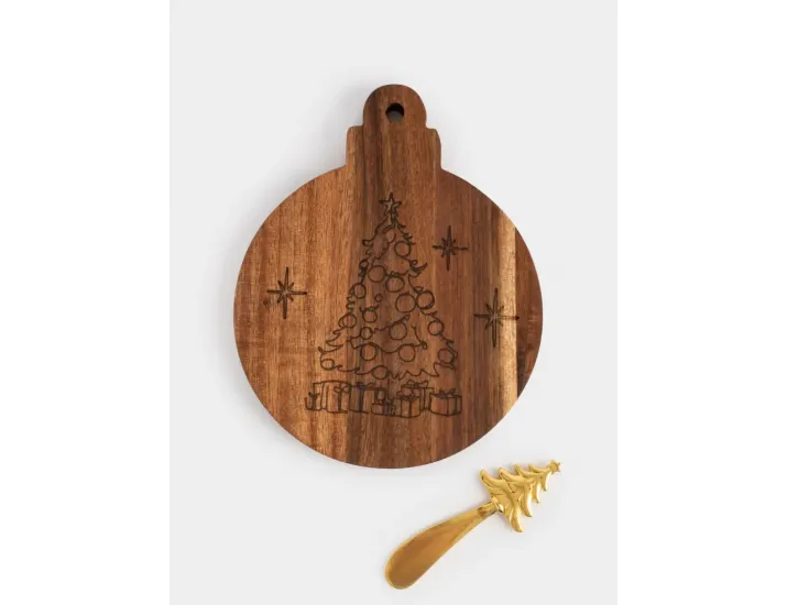 Набор для сыра 2 предмета доска-блюдо золотистый Anna Lafarg Новогодний шар