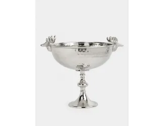 Блюдо на ножке, 26х32 см, металл, серебристое, Олени, Maral grey