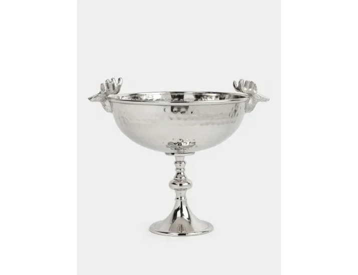 Блюдо на ножке, 26х32 см серебристое Anna Lafarg Олени Maral grey