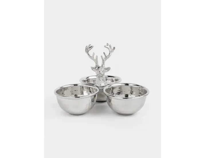 Менажница с декором 23х17 см 3 отделения с ручкой серебристая Олень Anna Lafarg Maral grey