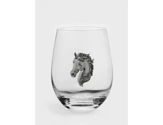 Стакан для виски, 12 см, 500 мл, стекло/металл, серебристый, Голова коня, Horse