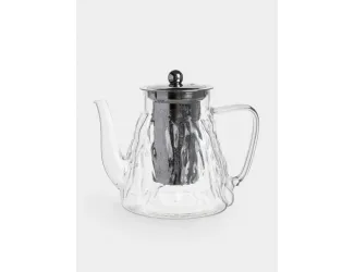 Чайник заварочный, 1 л, стекло Б/сталь, Мятая фактура