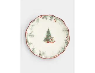 Тарелка закусочная, 20 см, керамика D, белая, Лошадка у елки, Festival