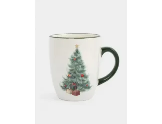 Кружка, 330 мл, керамика D, зеленая, Елка с подарками, Festival