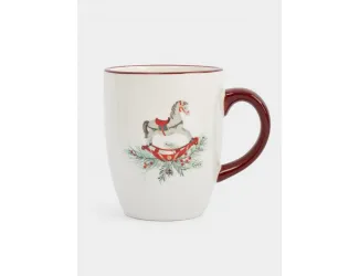 Кружка, 330 мл, керамика D, красная, Лошадка, Festival