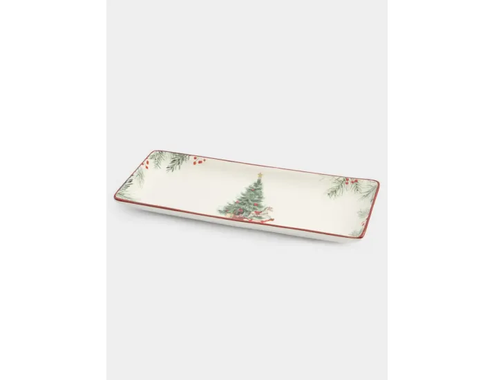 Блюдо 34х13 см прямоугольное красная Лошадка у елки Anna Lafarg Festival
