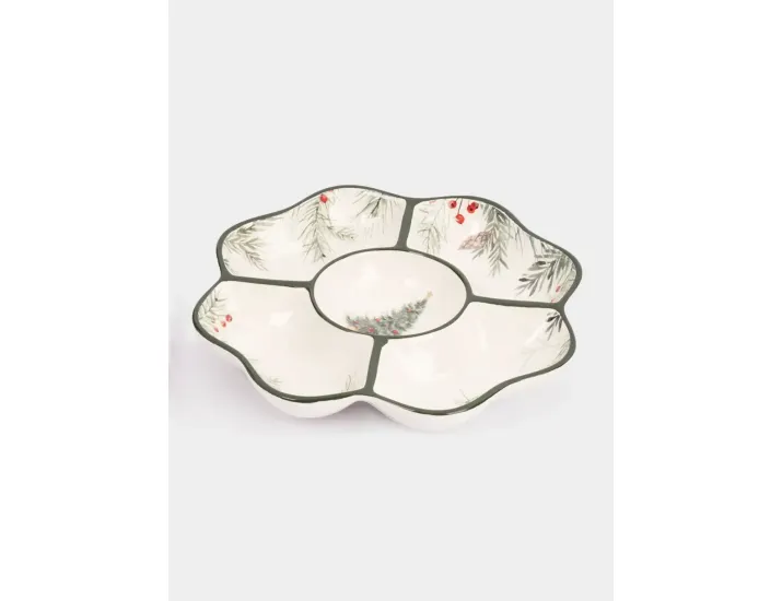 Менажница 25 см 5 отделений зеленая Лошадка у елки Anna Lafarg Festival