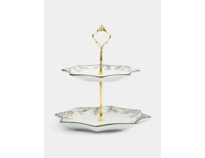 Подставка для пирожных 25х20/24 см 2 яруса Еловые ветки Anna Lafarg Festival