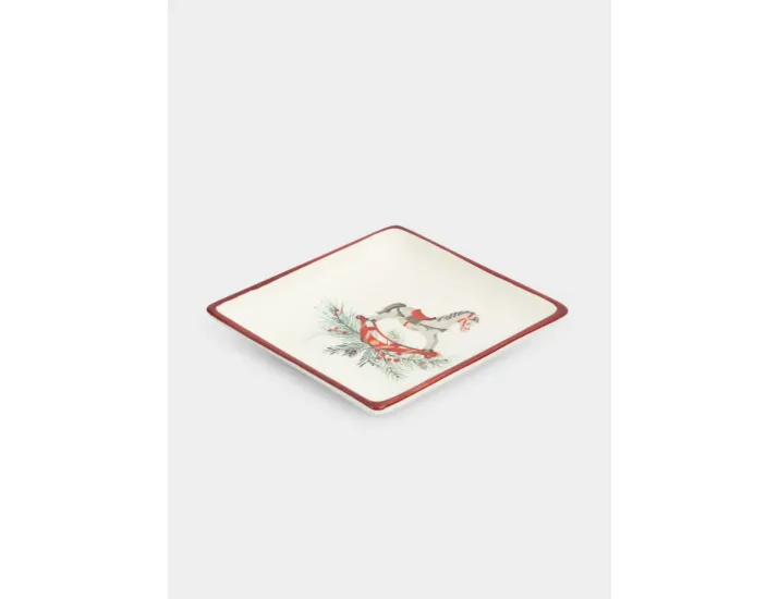 Блюдо 15х15 см квадратное красное Лошадка Anna Lafarg Festival