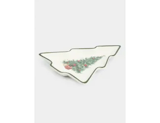 Блюдо, 23х20 см, керамика D, зеленое, Елка с подарками, Festival