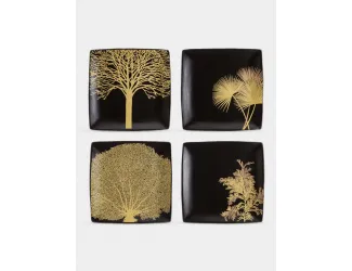 Тарелка, 21х21 см, 4 шт, керамика, черный, Singapore