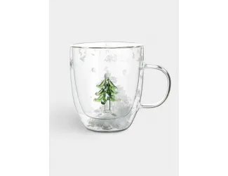 Кружка, 390 мл, стекло Б, Елка, Wind-decor