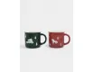 Кружка 370 мл 2 шт зеленая/красная Лошадь/Машина с елкой Anna Lafarg Retro