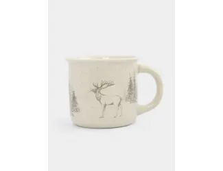 Кружка, 370 мл, фарфор N, бело-серая, Олень в лесу, Maral grey