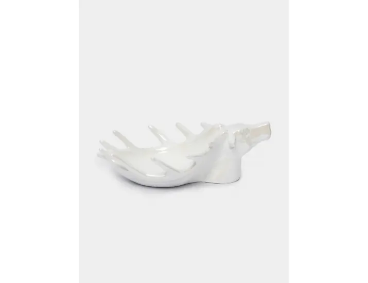 Блюдо декоративное 26х16х10 см белое перламутр Anna Lafarg Олень Maral grey