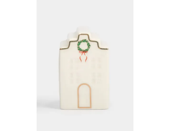 Емкость для соли или перца 8 см бело-золотистая Дом с венком Anna Lafarg Townlet